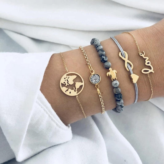 Multi Charm Bracelet Stack
