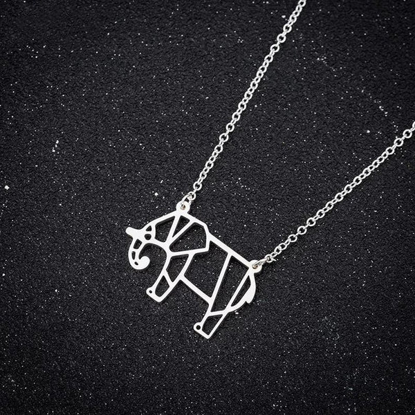 Silver Origami Elephant Necklace