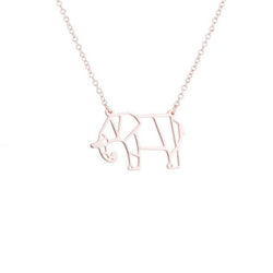 Rose Gold Origami Elephant Necklace