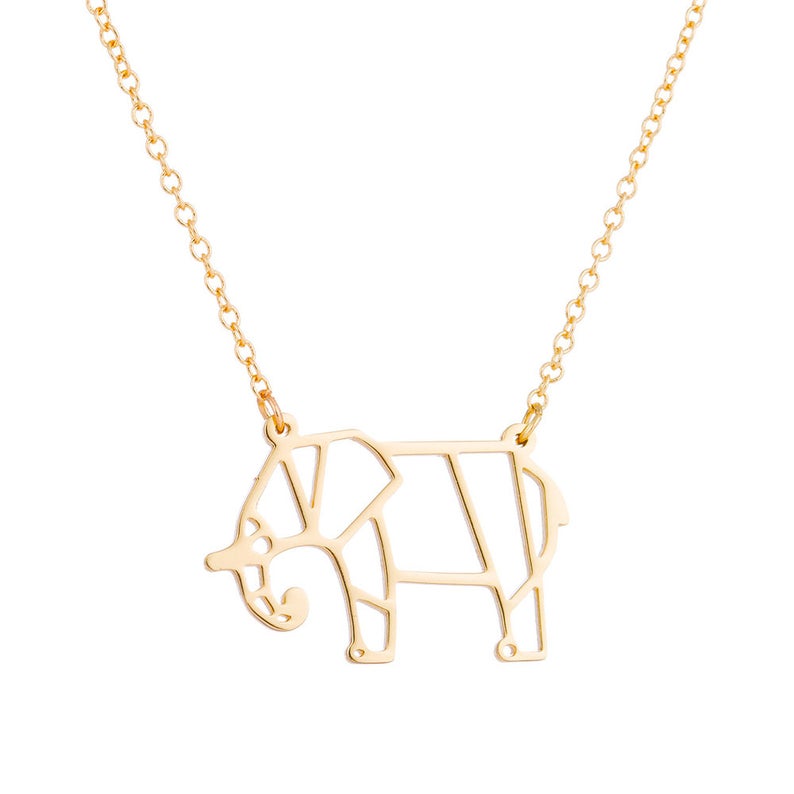 Gold Origami Elephant Necklace