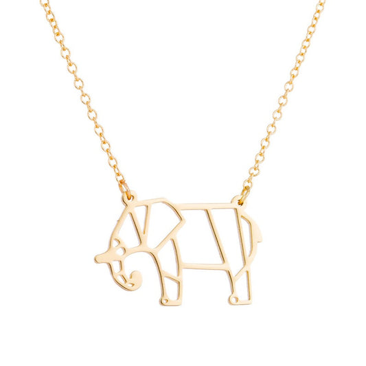 Gold Origami Elephant Necklace