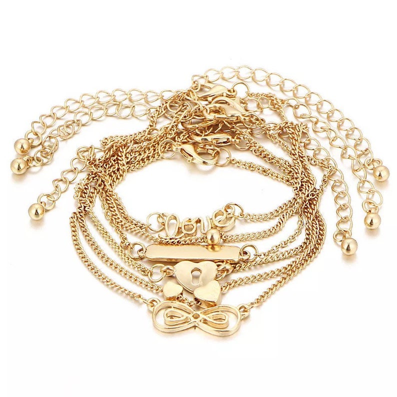 Heart Anklet Stack