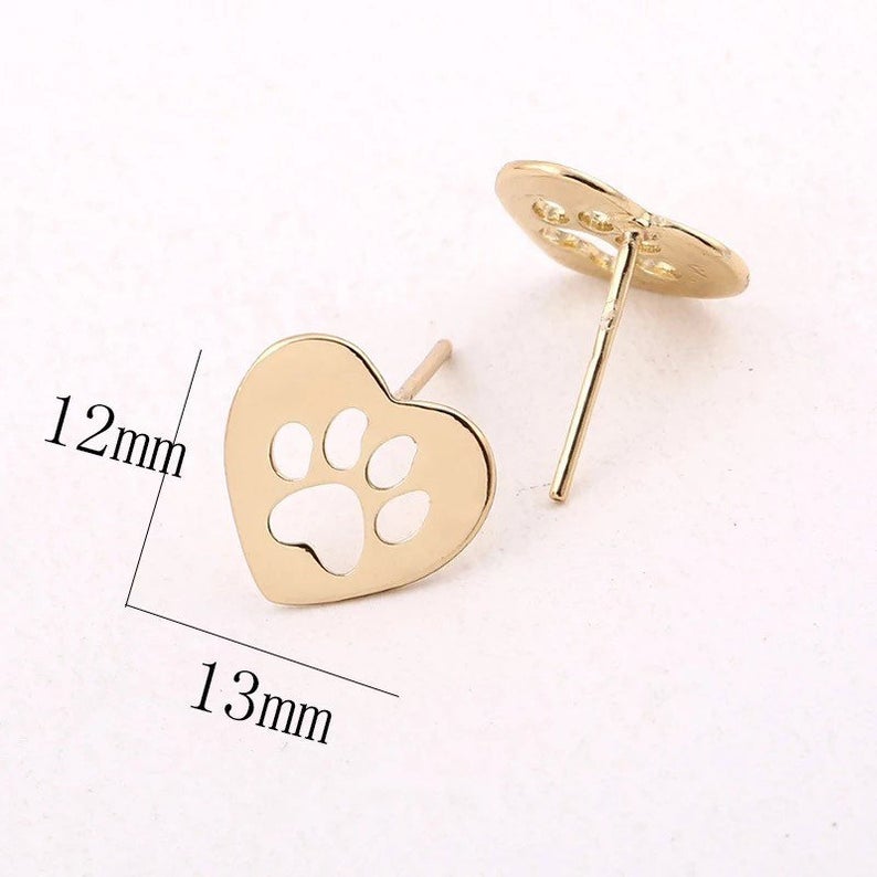Gold Paw Stud Earrings