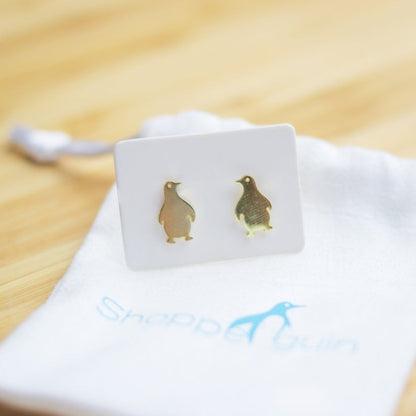 Penguin Earrings - Gold