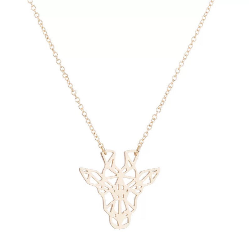 Gold Origami Giraffe Necklace