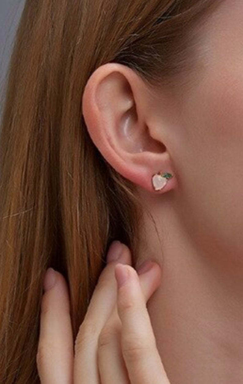 Peach Crystal Stud Earrings
