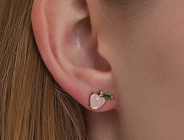Peach Crystal Stud Earrings