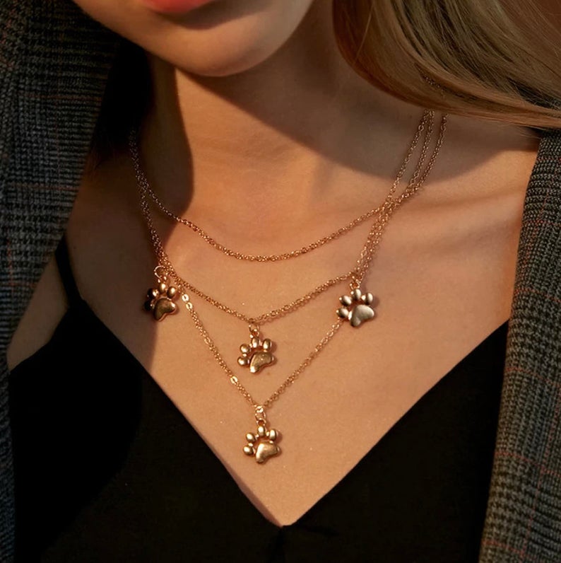 Multilayered Paw Print Necklace