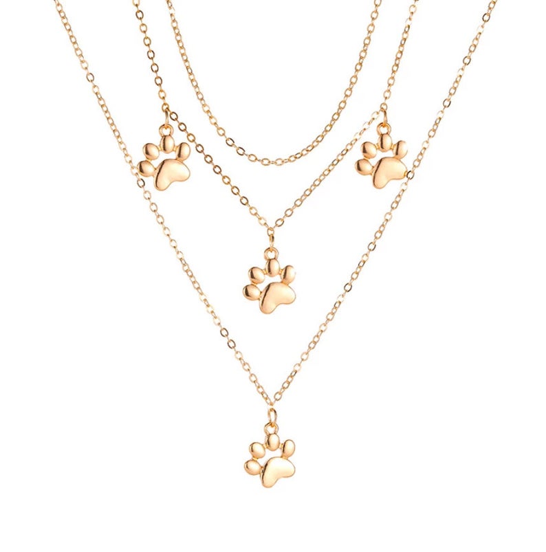 Multilayered Paw Print Necklace