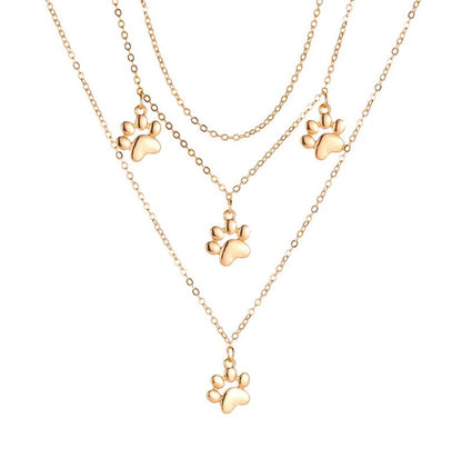 Multilayered Paw Print Necklace