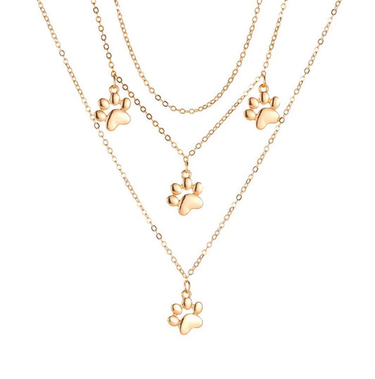 Multilayered Paw Print Necklace