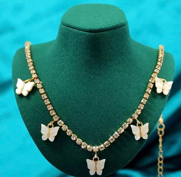 Diamond Butterfly Choker Necklace