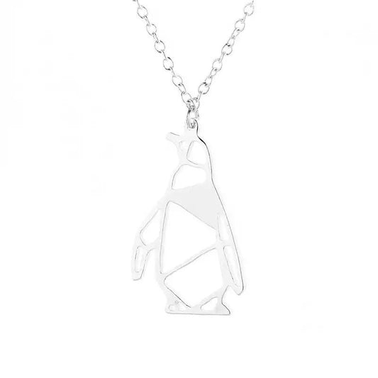 Origami Penguin Necklace - Silver