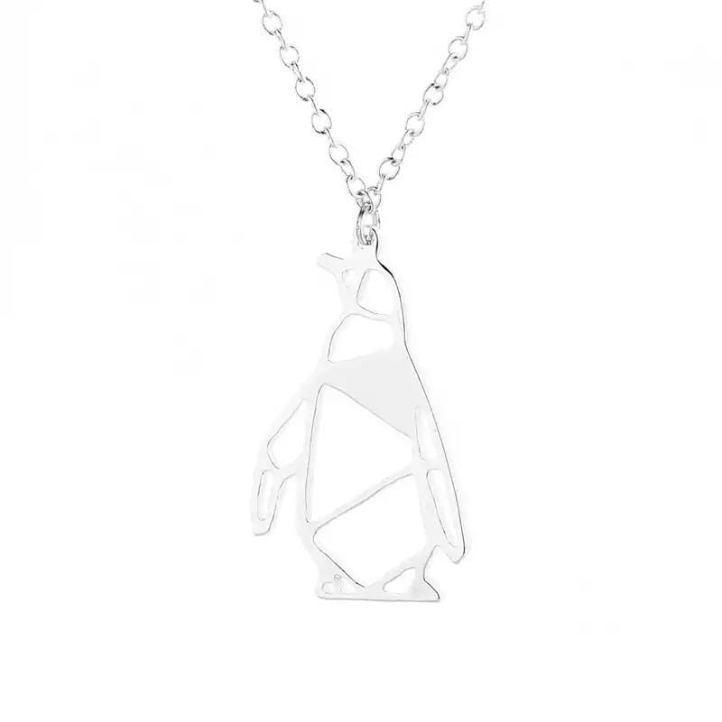 Origami Penguin Necklace - Silver