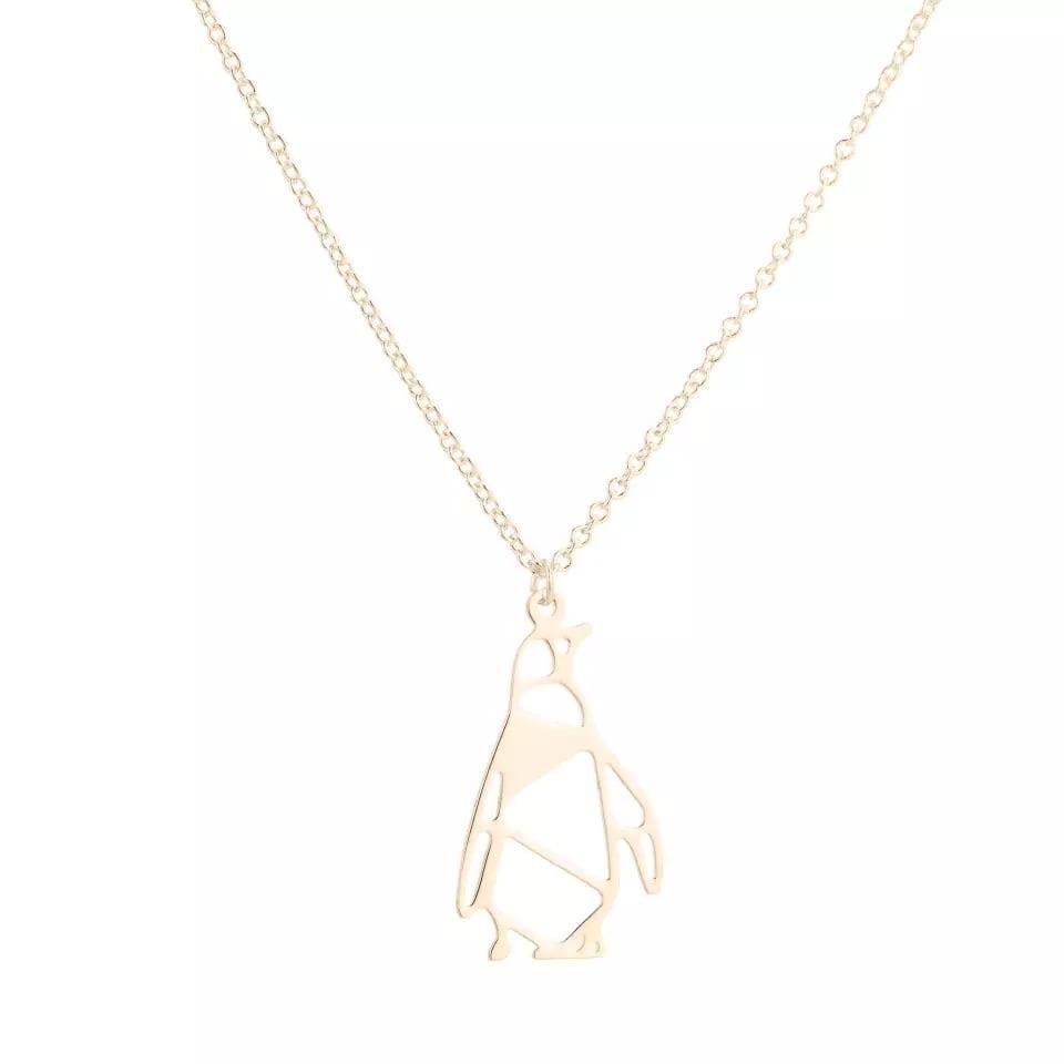 Origami Penguin Necklace - Gold