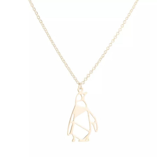 Origami Penguin Necklace - Gold
