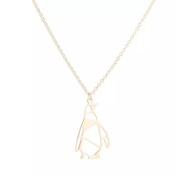 Origami Penguin Necklace - Gold