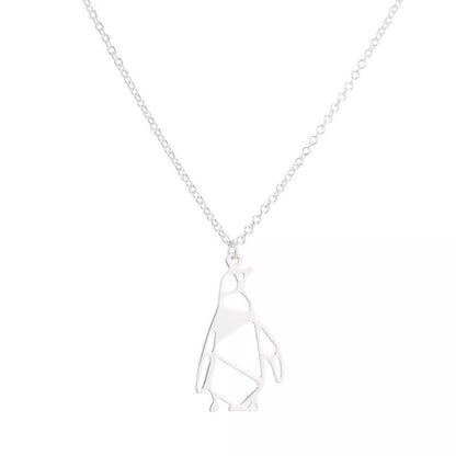 Origami Penguin Necklace - Silver