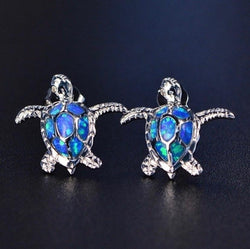 Opal Turtle Earrings Blue