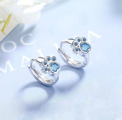 Blue Paw Print Earrings