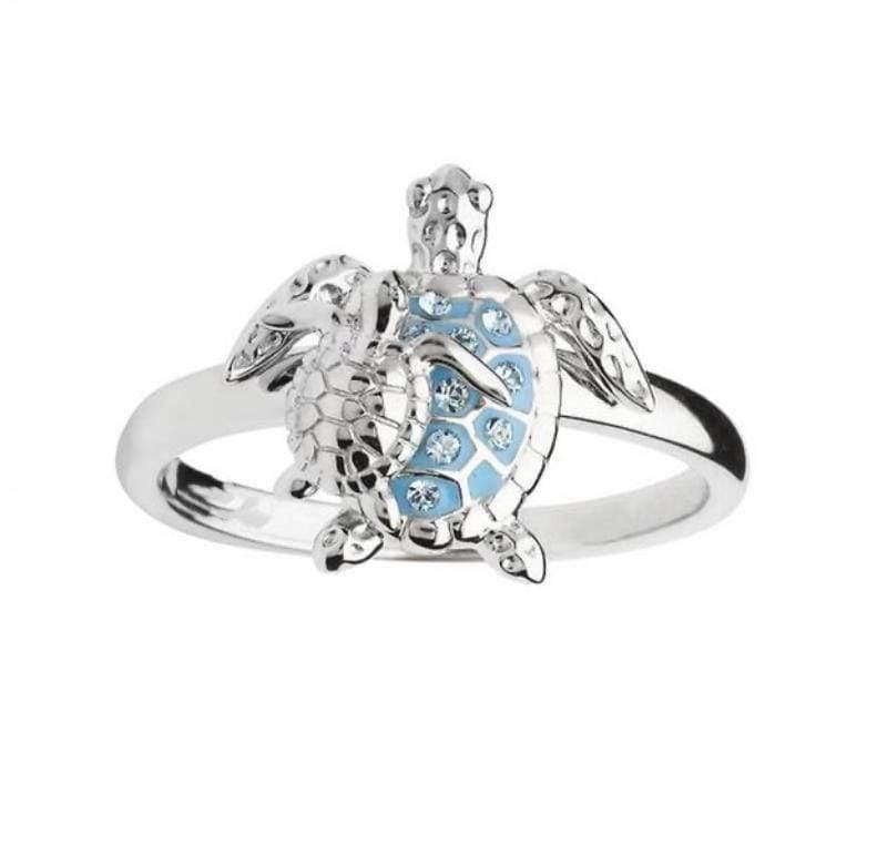 Turtle Love Ring -  Silver