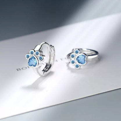 Blue Paw Print Earrings