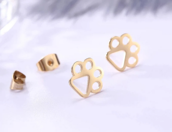 Paw Print Earrings In Gold