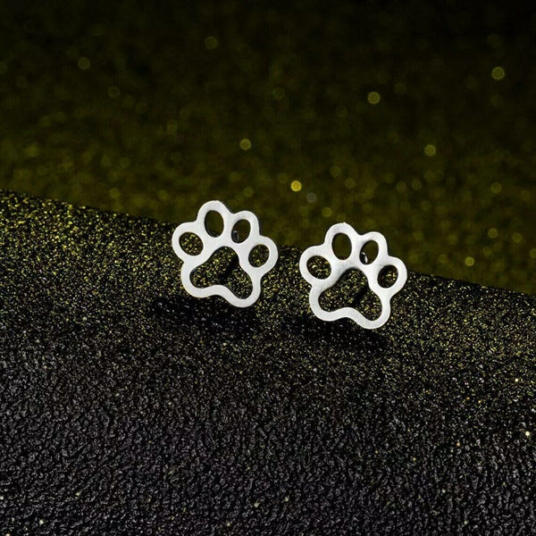 Silver Paw Print Earrings