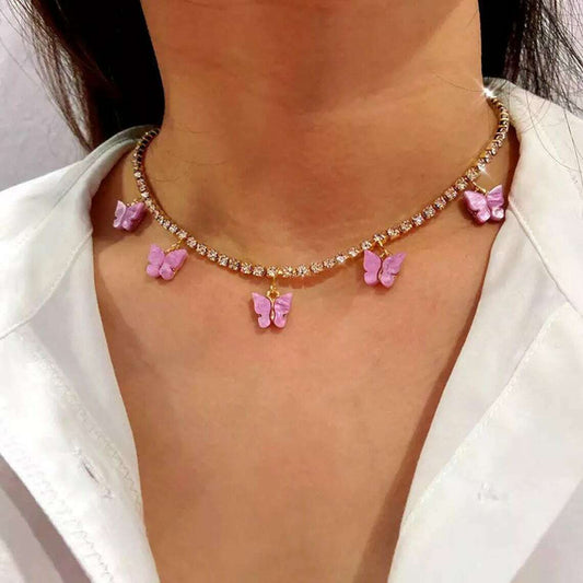 Diamond Butterfly Choker Necklace