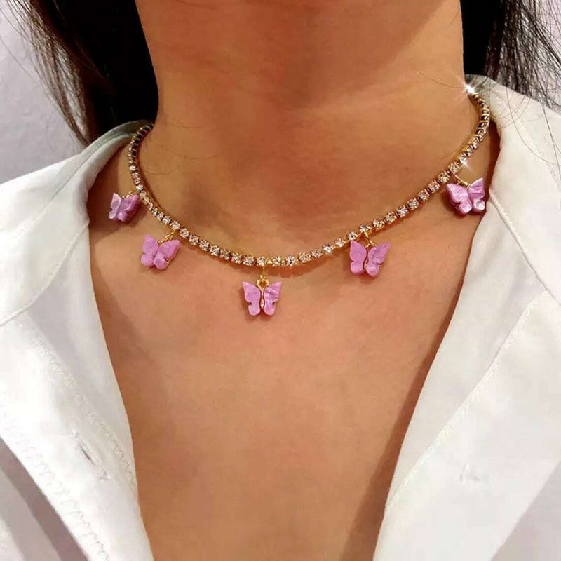 Pink Diamonds Butterfly Choker Necklace | Butterflies & Co.