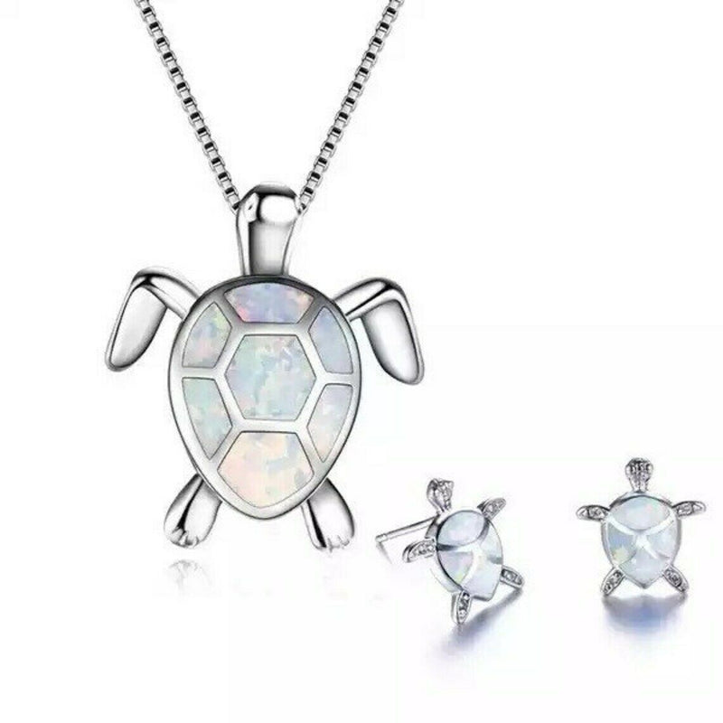 Opal Turtle Necklace and Earring Set