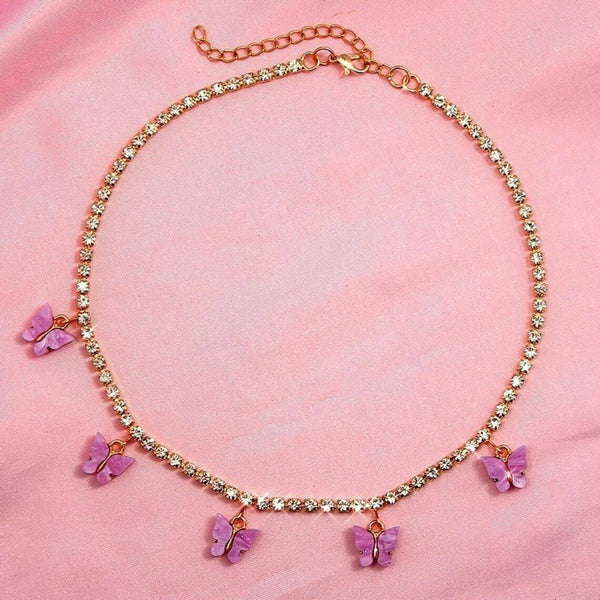 Diamond Butterfly Choker Necklace