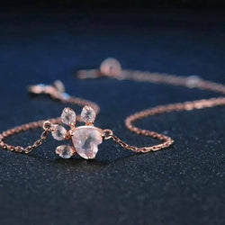 Sterling Silver Rose Gold Paw Print Bracelet Thoughtful Gift Handmade Item New