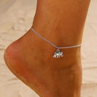 Silver Elephant Charm Anklet