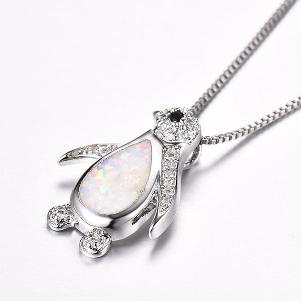 Diamond Penguin Necklace - White