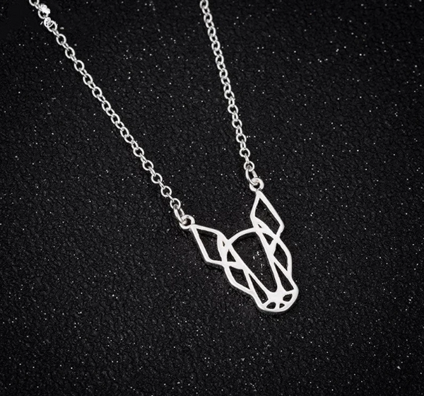 Silver Origami Dog Necklace